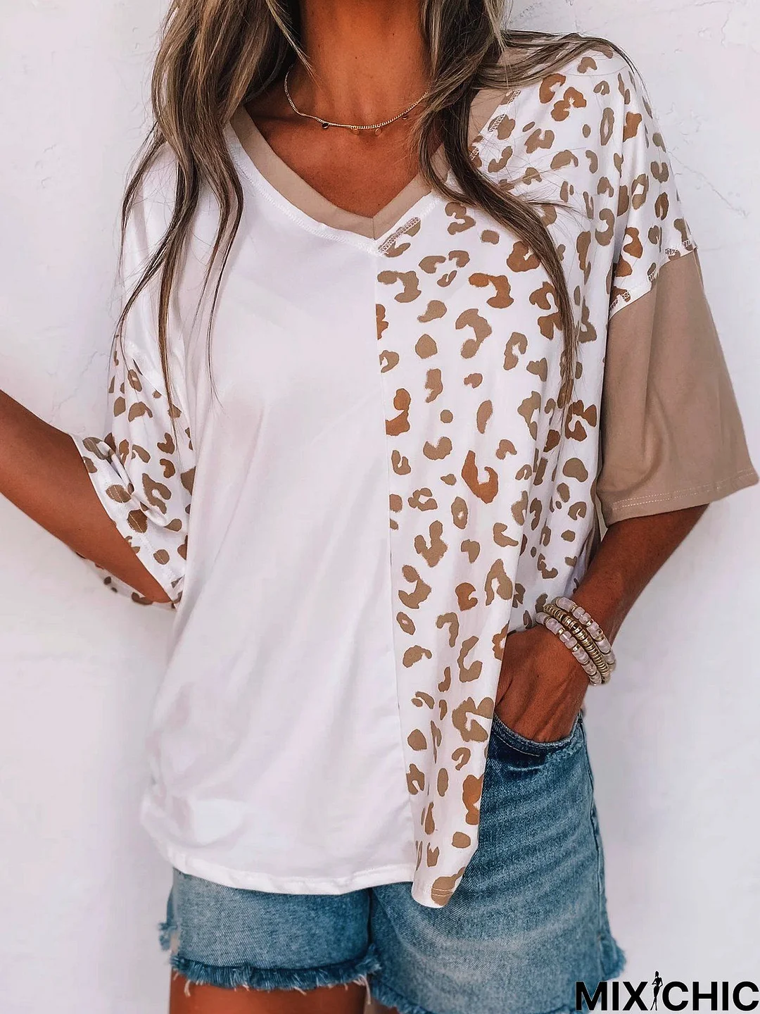 Plus Size Women's Casual Leopard T-shirt