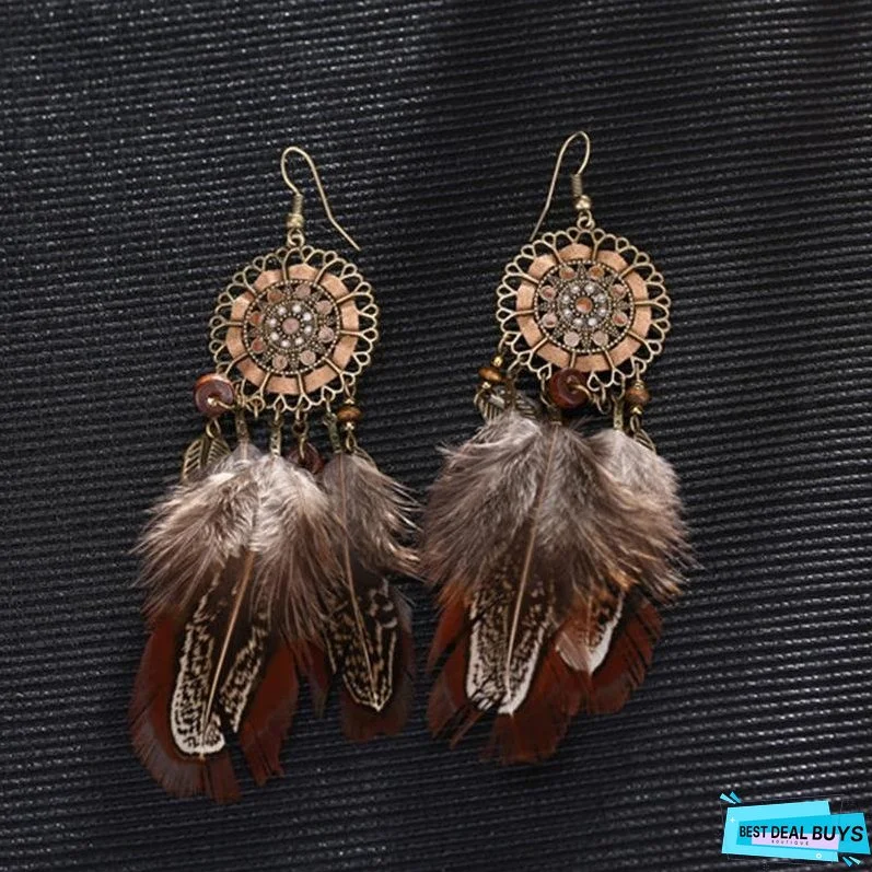 Bohemia Feather Tassels Earrings Accessories