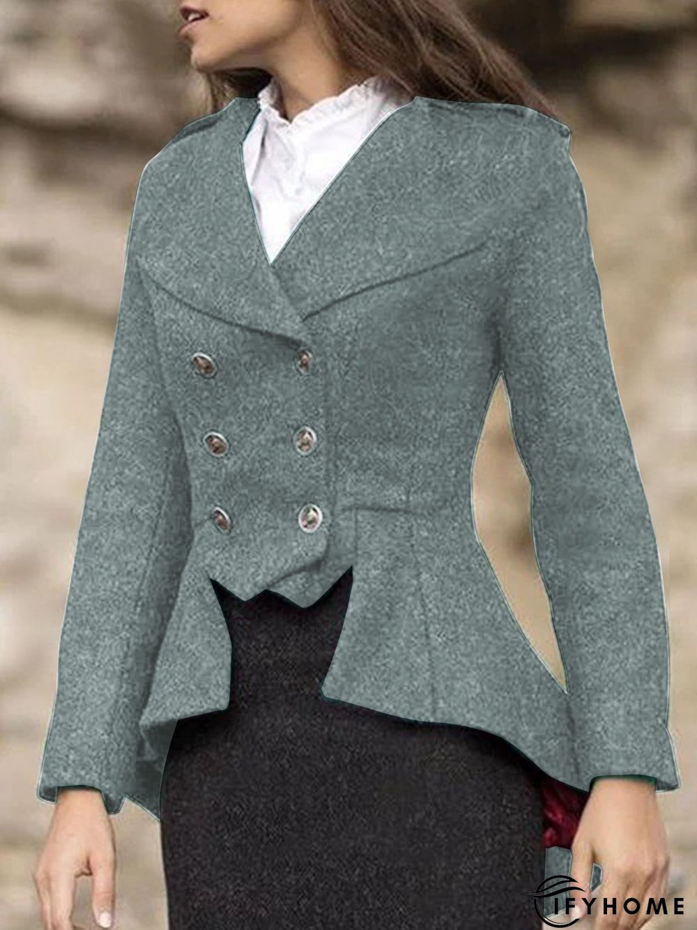 Long Sleeve Wool Blend Jacket | IFYHOME