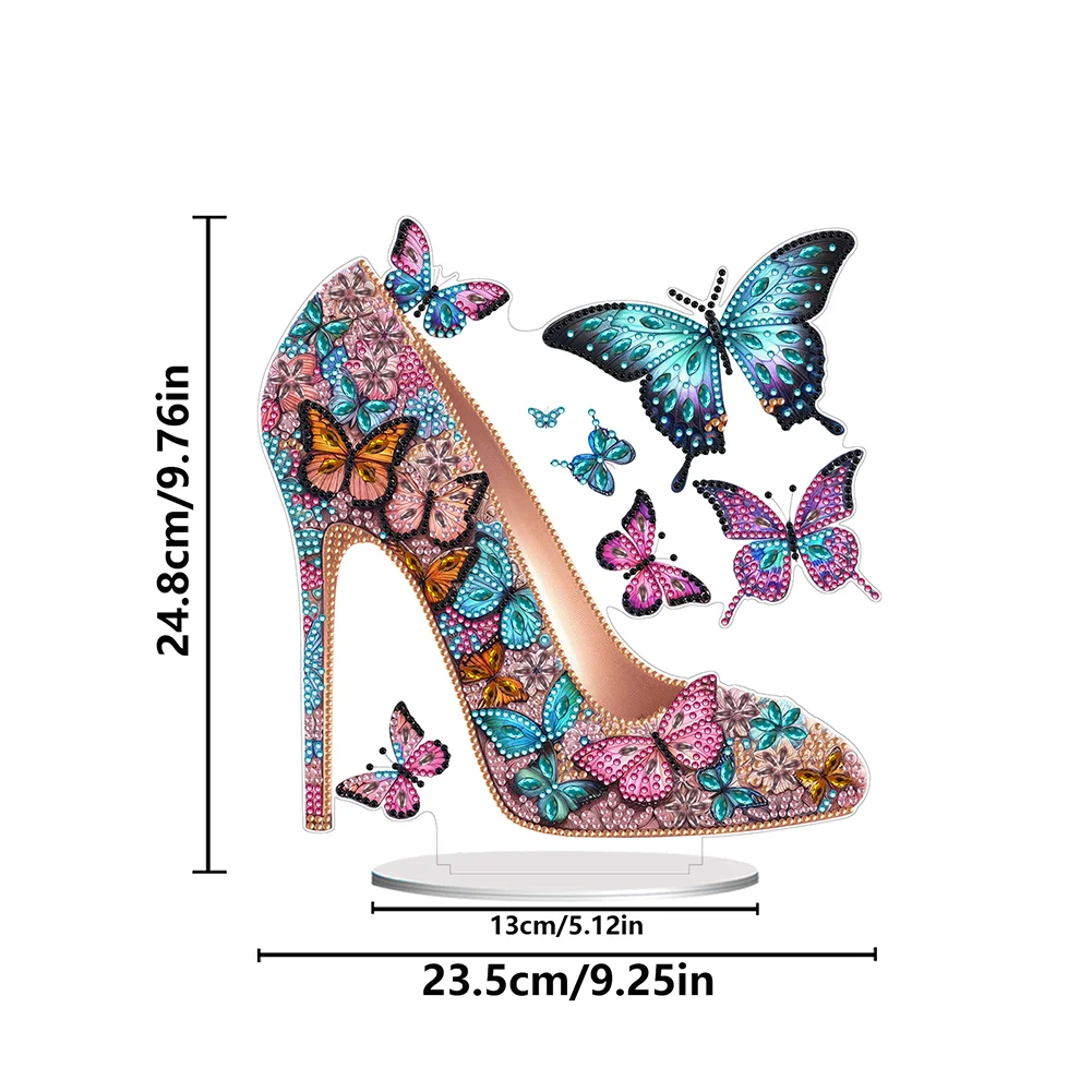 5D DIY Acrylic Special Shape Elegant High Heels Rhinestones Desktop Ornaments 