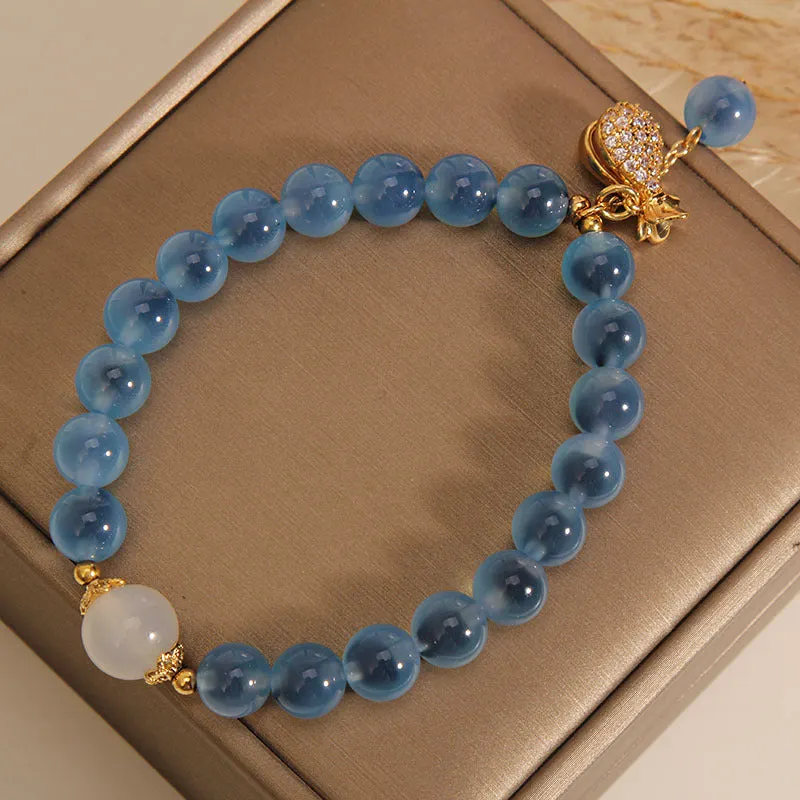 Blue Agate Jade Money Bag Fortune Bracelet