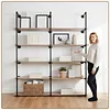 [US Local Warehouse] Industrial Pipe Shelf 5 Tier 72 Inch Industrial Wall Shelves with Solid Wood Plank Pipe Shelving Wall Mounted for Kitchen and Bar Shelving