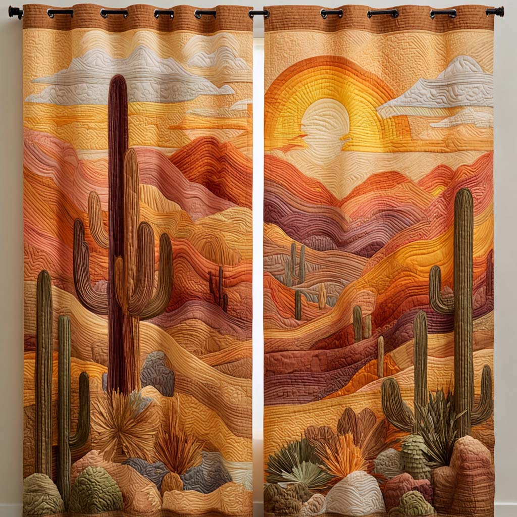 Sunrise Canyon Waves Printed Quilted  Curtains NCU0XD1992