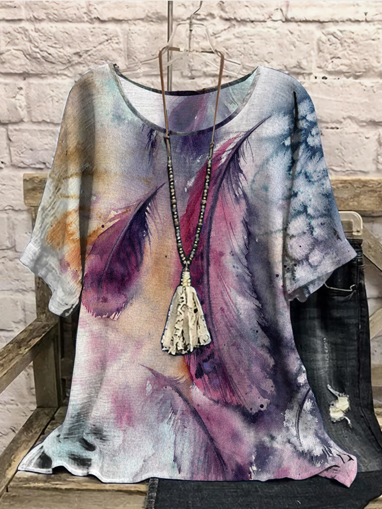 Women Long Sleeve V-neck Graphic Floral Printed Top