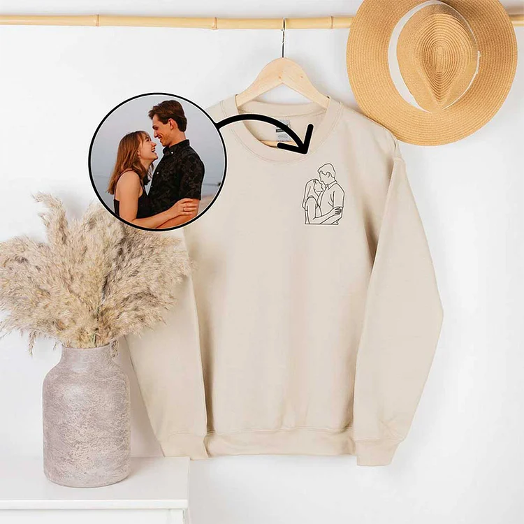 Custom Outline Photo Embroidered Crewneck