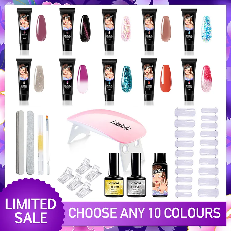 10 Optional Colors Poly Nail Gel Starter Kit