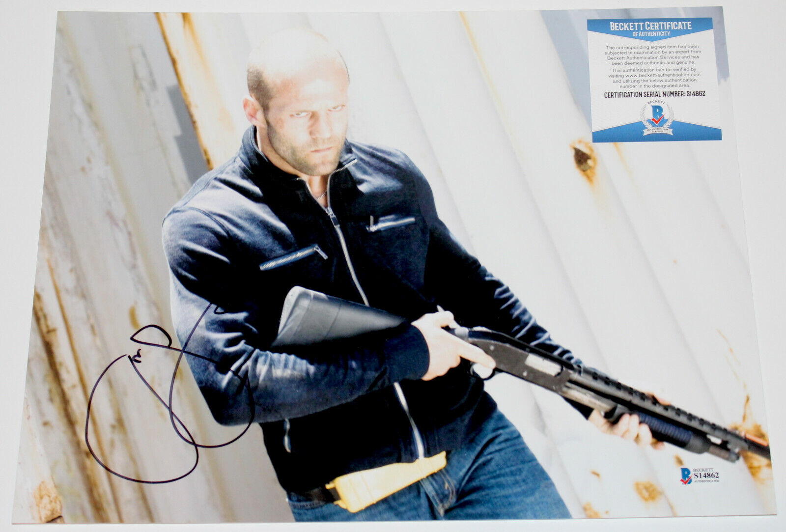 ACTOR JASON STATHAM SIGNED 'CRANK' 11X14 Photo Poster painting THE TRANSPORTER BECKETT BAS COA