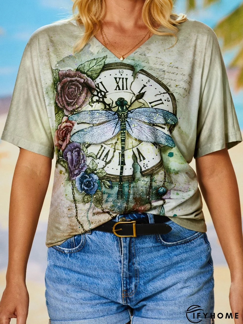 Vintage Dragonfly Design Loose Short Sleeve T-Shirt | IFYHOME