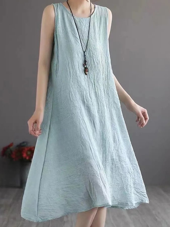 Women's Cotton Linen Sleeveless Dress