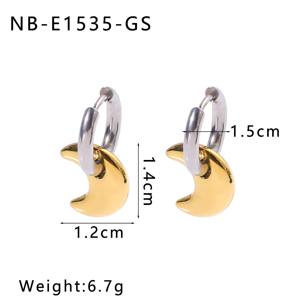 Stainless Steel Earrings For Women Love Heart Flower Crescent Geometric Pendant Earrings Titanium Steel Gold Steel Color Matching Earrings