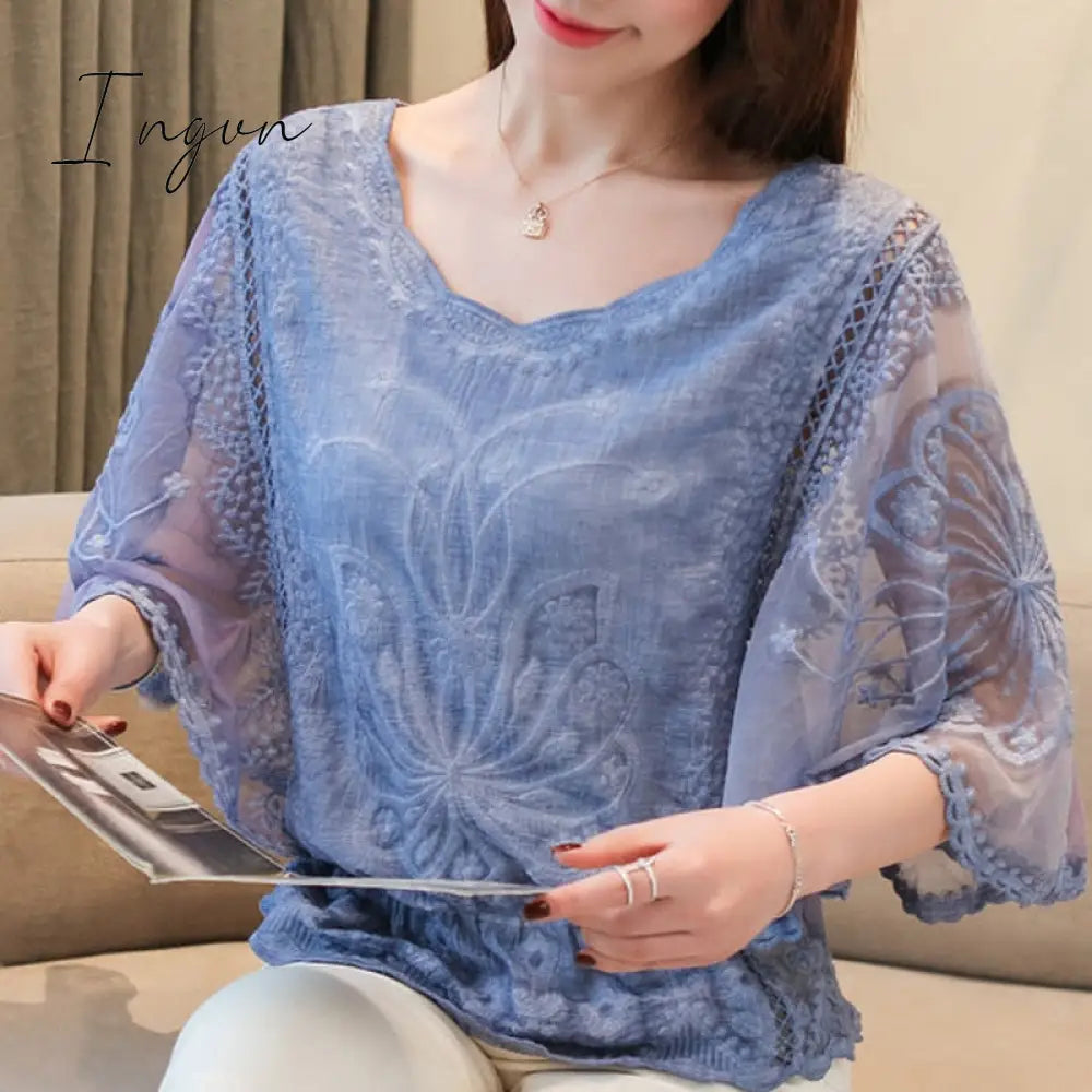 Ingvn - Spring Outfits 2023 Trends Summer Top Fashion Womens Tops And Blouses Ladies Lace White