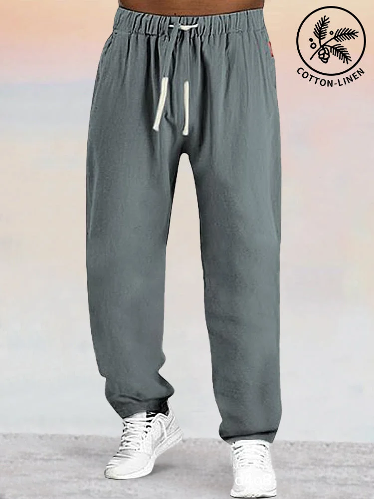 Cotton Linen Drawstring Sport Pants