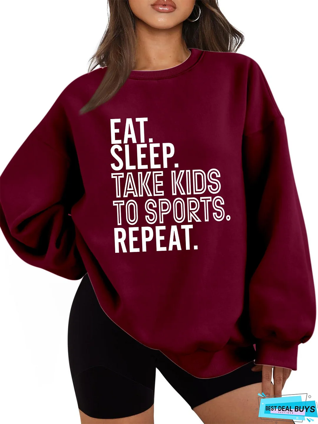 Gray Blue Cotton-Blend Long Sleeve Sweatshirt