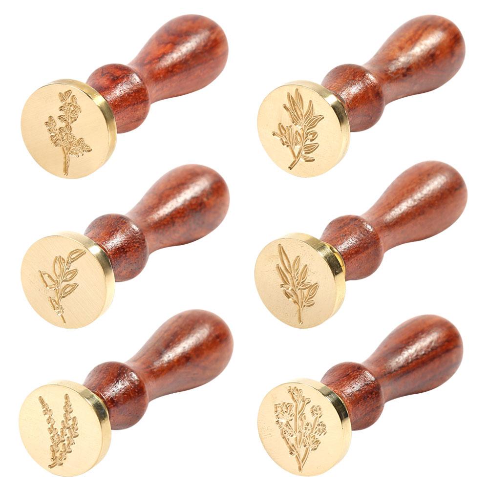 Retro DIY Wax Seal Plant Print Fire Painting Envelope Wedding Palace Stamp
