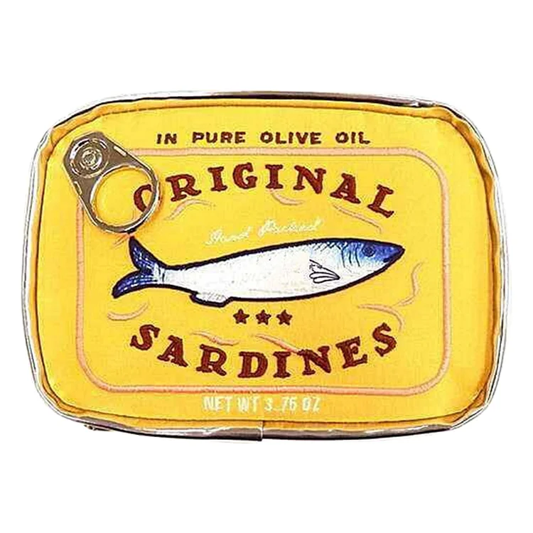 Canned Sardines Style Cosmetic Bag Cute Storage Bag Creative for Work (Yellow)