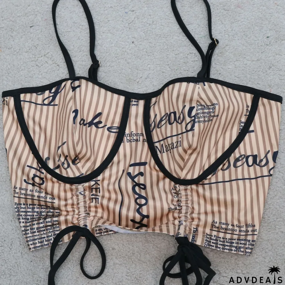 Sexy Printed Drawstring Cami Top And Pants 2 Piece Sets