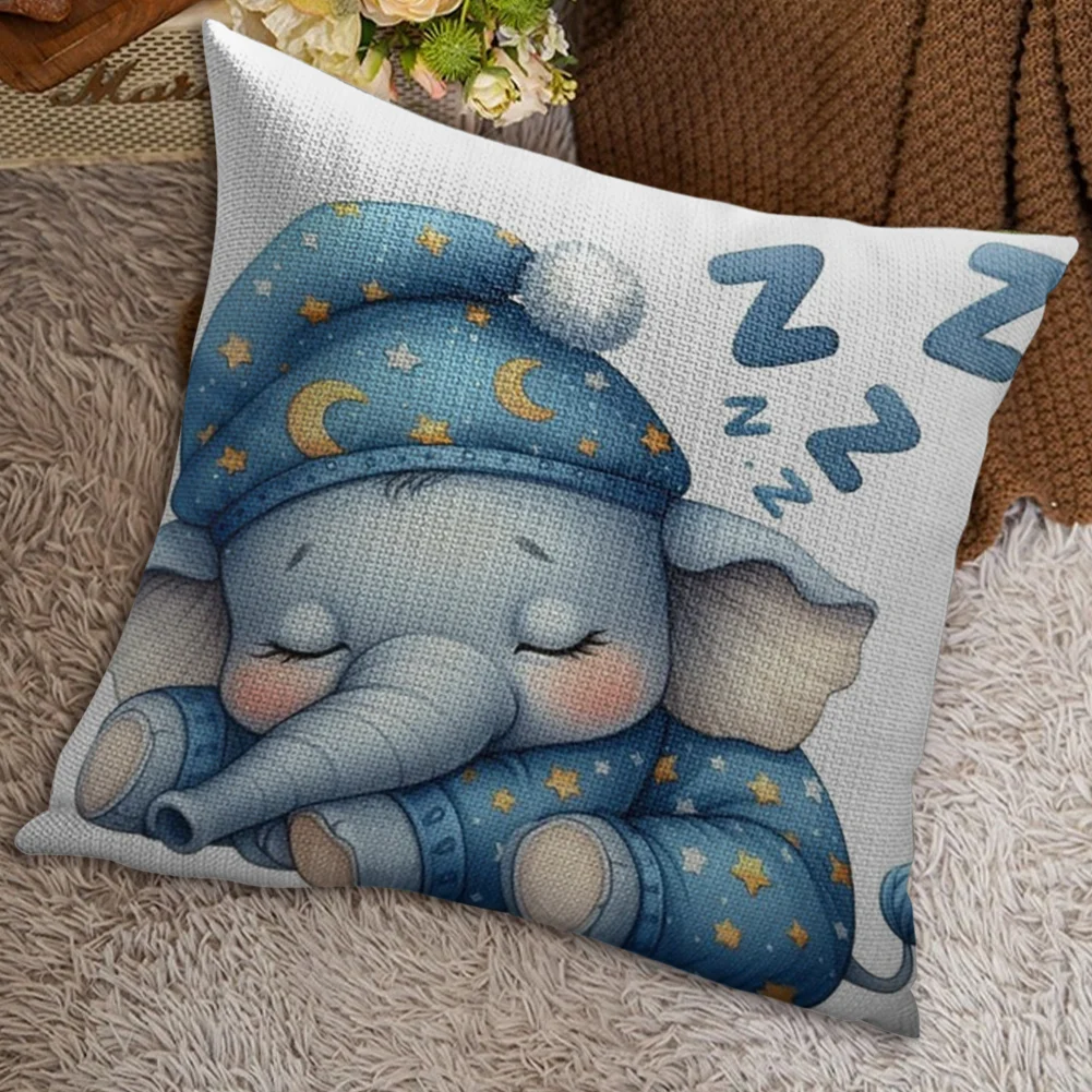 11CT Stamped Cross Stitch Pillowcase - Sleeping Elephant(Canvas|45*45CM)