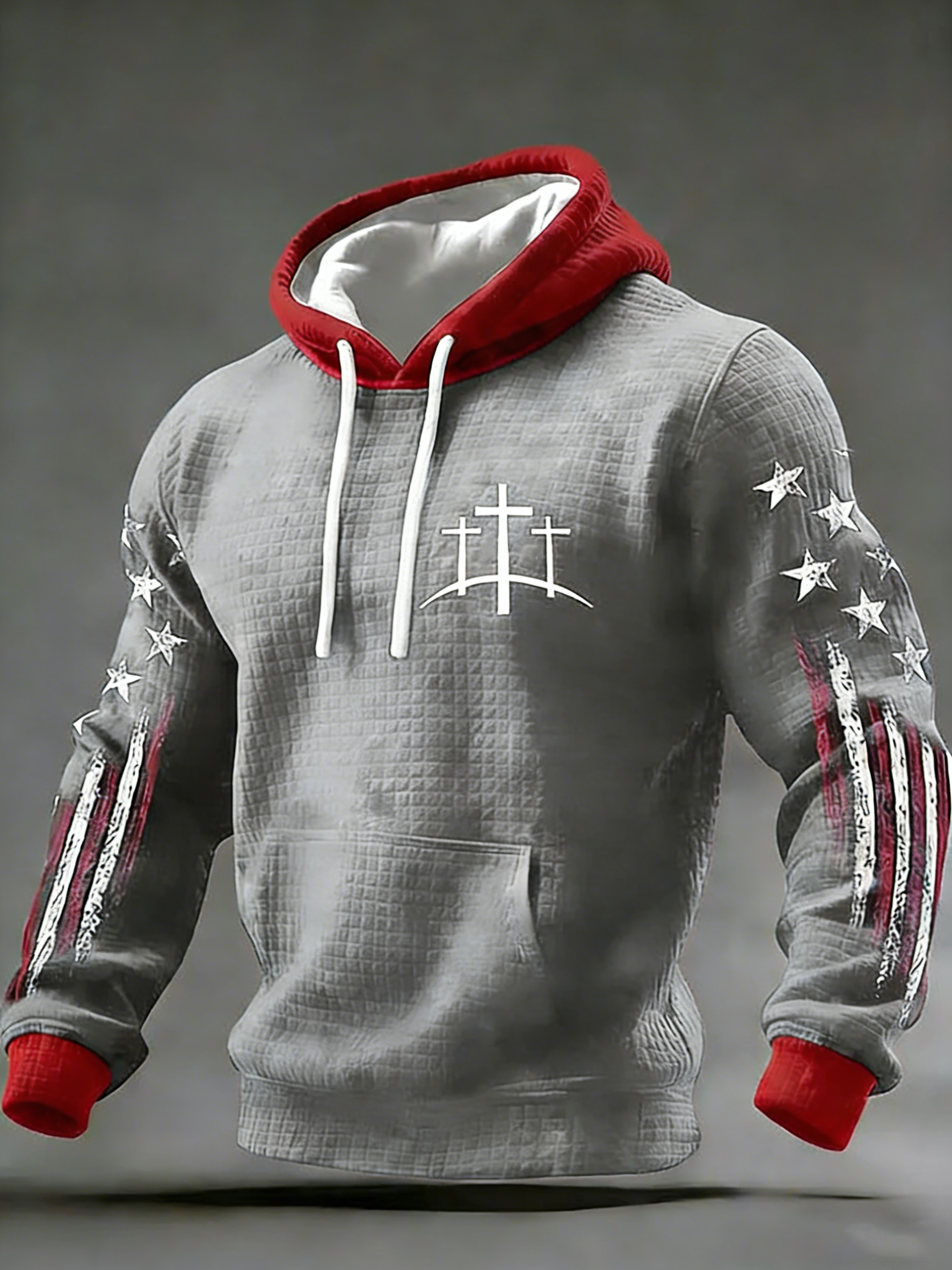 Men's Casual Cross Faith Printed Hooded Sweatshirt wearshes