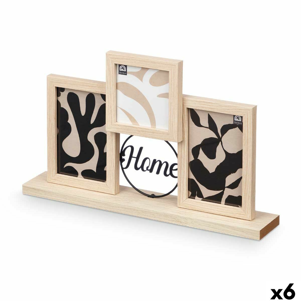 Photo frame 411106 Black Natural Metal MDF Wood (6 Units)
