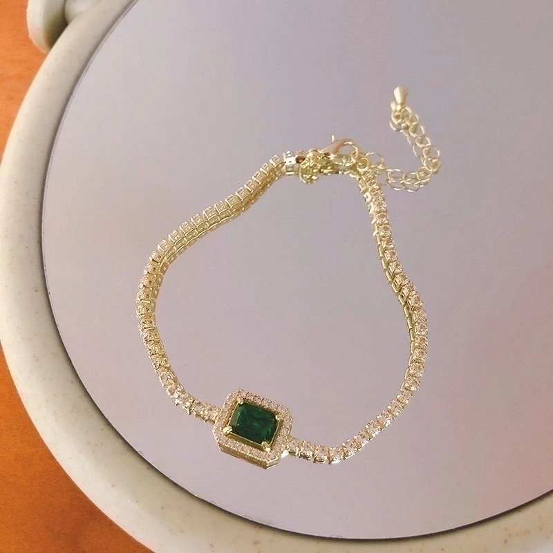 Commute Solid Color Copper Plating Inlay Artificial Rhinestones 14k Gold Plated Bracelets