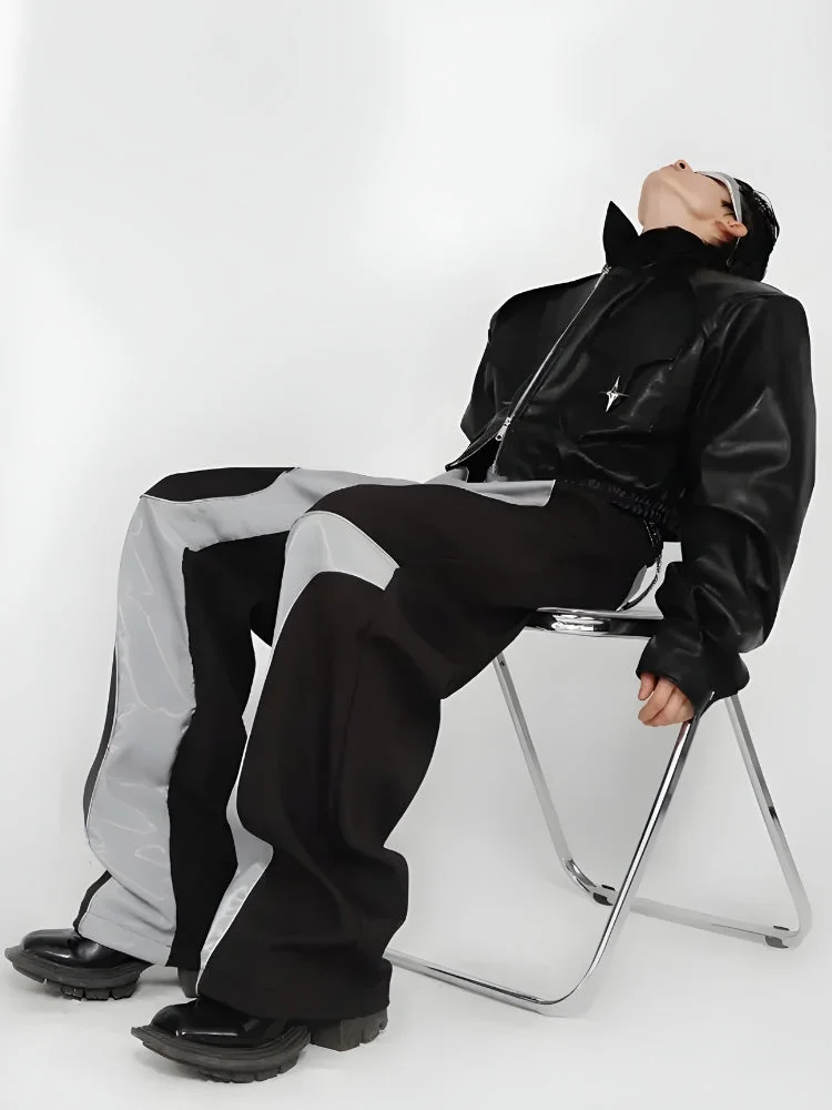 Brownm Patchwork Wide Leg Pants