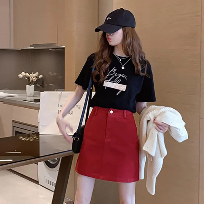 Uveng Uveng New Summer Fashion Foreign Style Print Round Collar Short Sleeve T-Shirt Women's Loose Half Sleeve Shirt Bottom Shirt