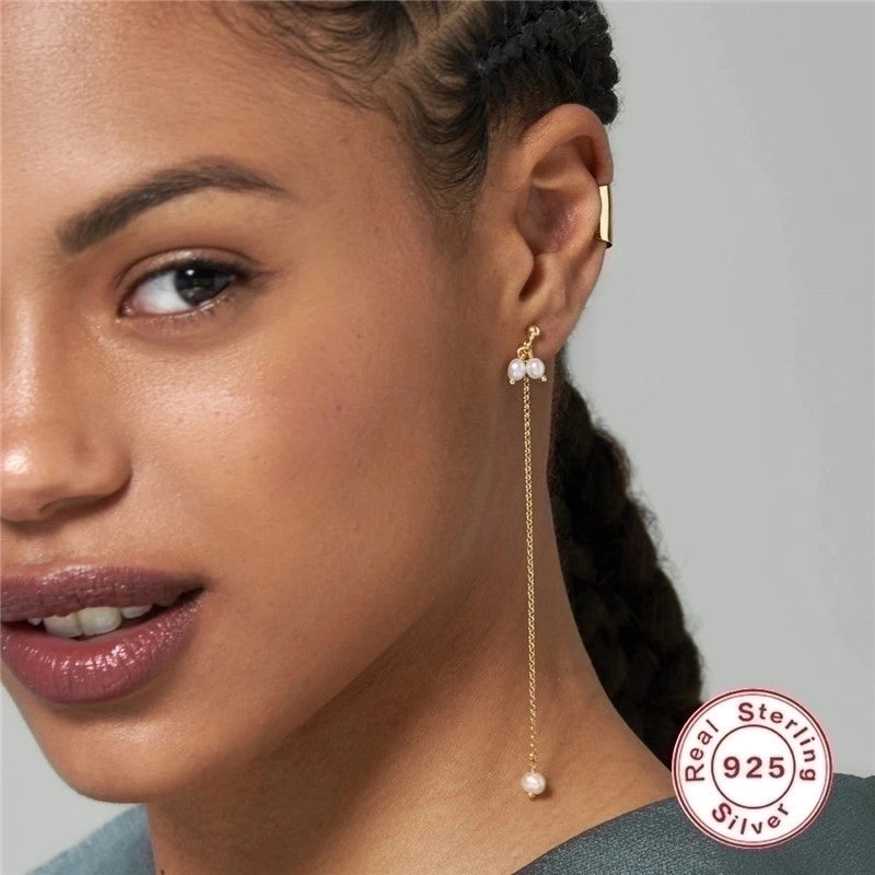 1 Pair 925 Sterling Silver Geometric Solid Color Drop Earrings