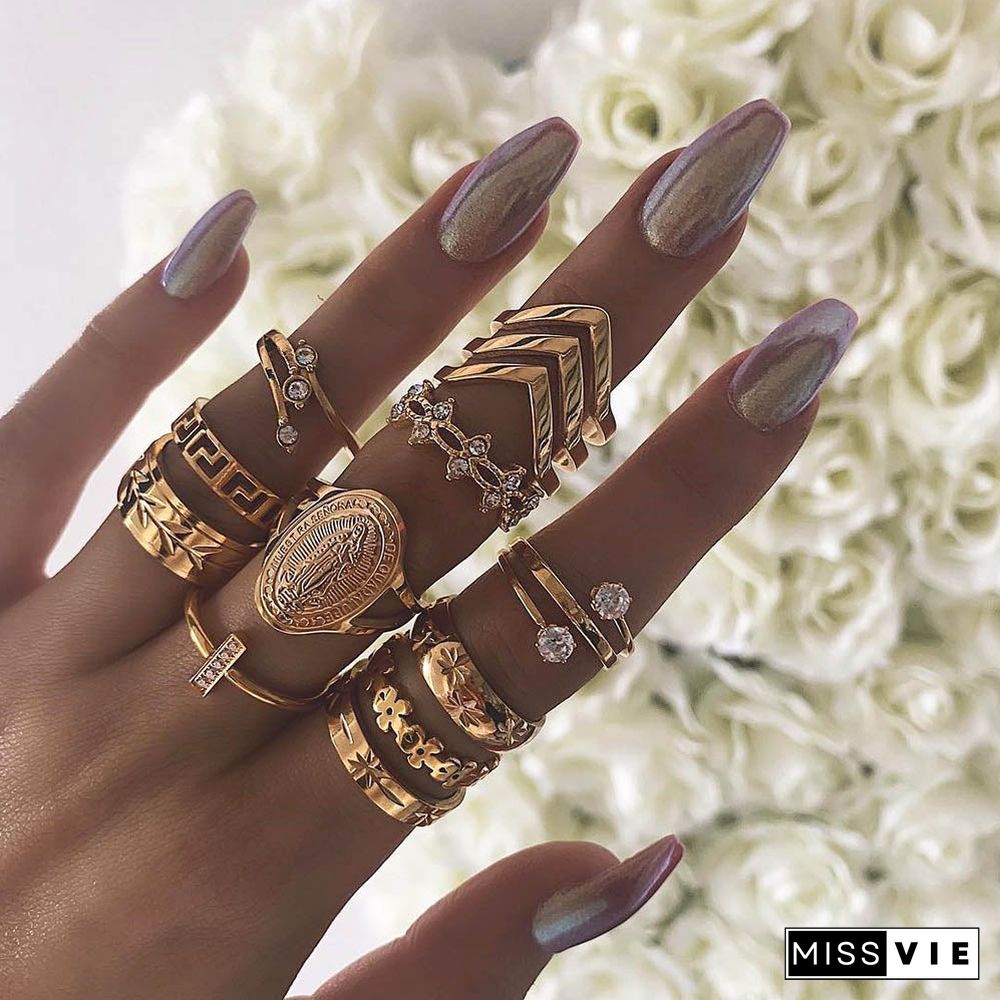 30 Styles Trendy Boho Midi Knuckle Ring Set For Women Crystal Geometric Finger Rings Fashion Bohemian Jewelry
