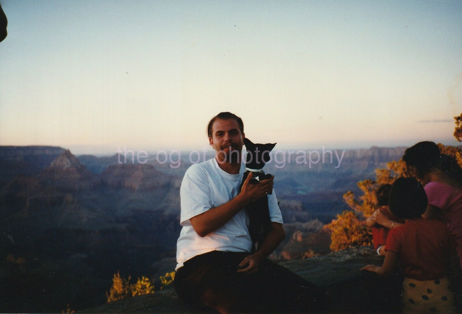 A Man And His Dog At The Grand Canyon ORIGINAL FOUND Photo Poster paintingGRAPH Color 96 8 H