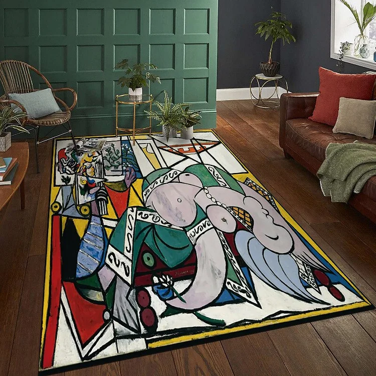 Picasso  Abstract Painting Artistic Rugs for Bedroom Floor Carpets Living Room Home Decoration Rugs Soft Flannel Mat Area Rug