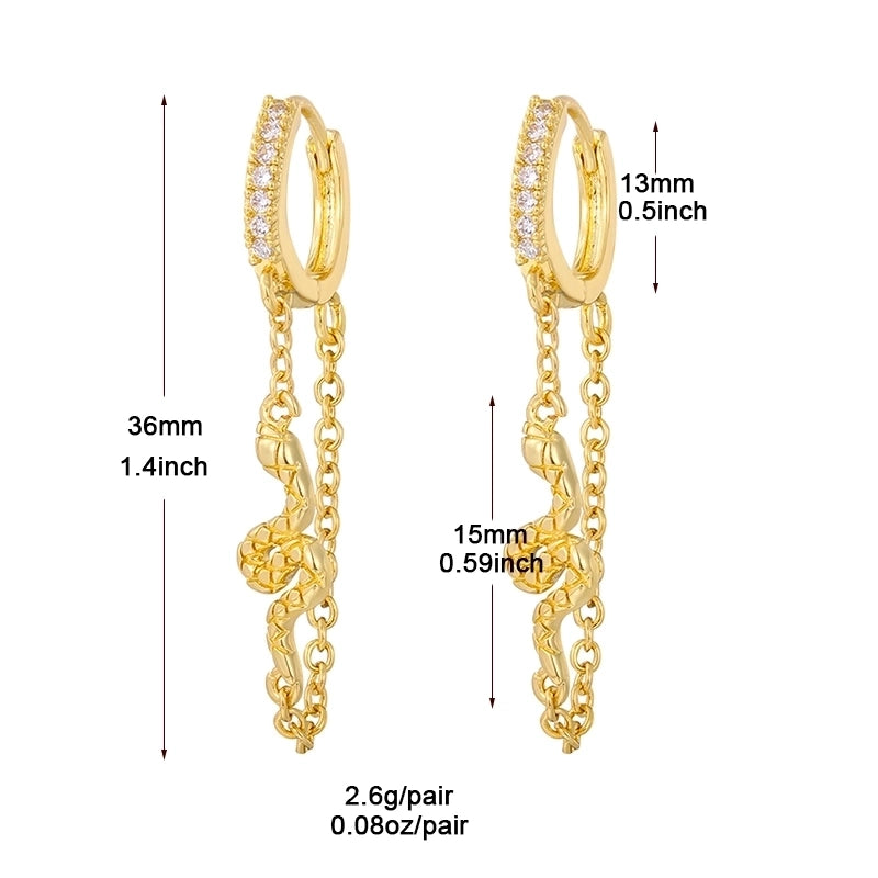 1 Pair Classic Style Snake Plating Inlay Copper Zircon White Gold Plated Gold Plated Ear Cuffs