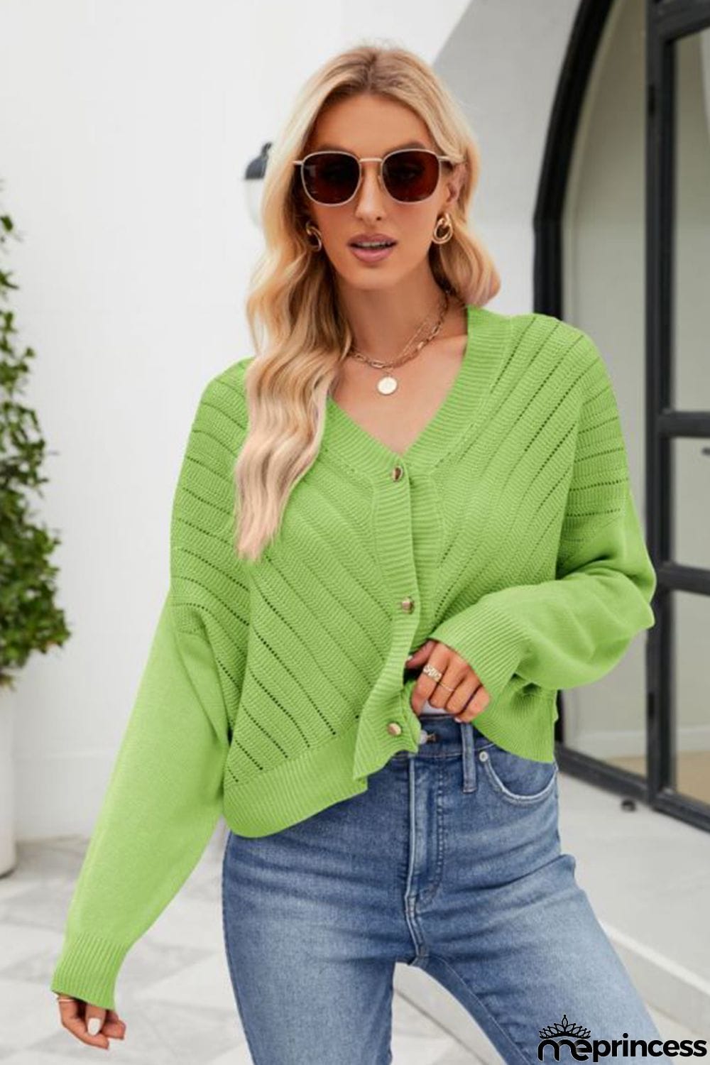 V-Neck Button Down Cardigan