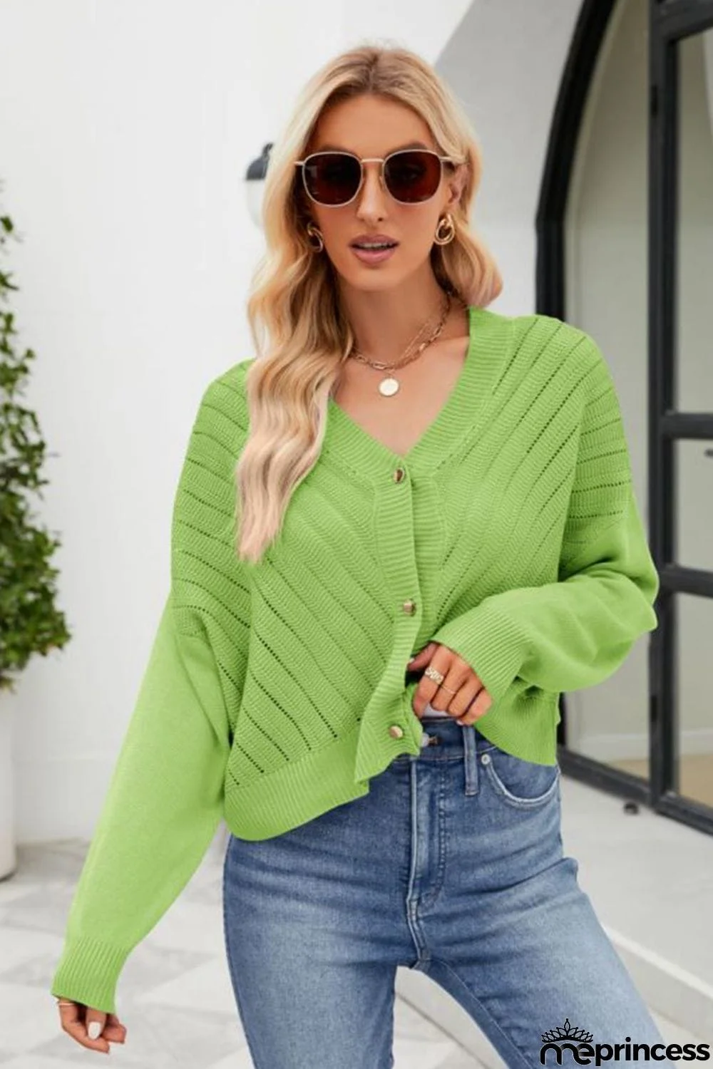 V-Neck Button Down Cardigan