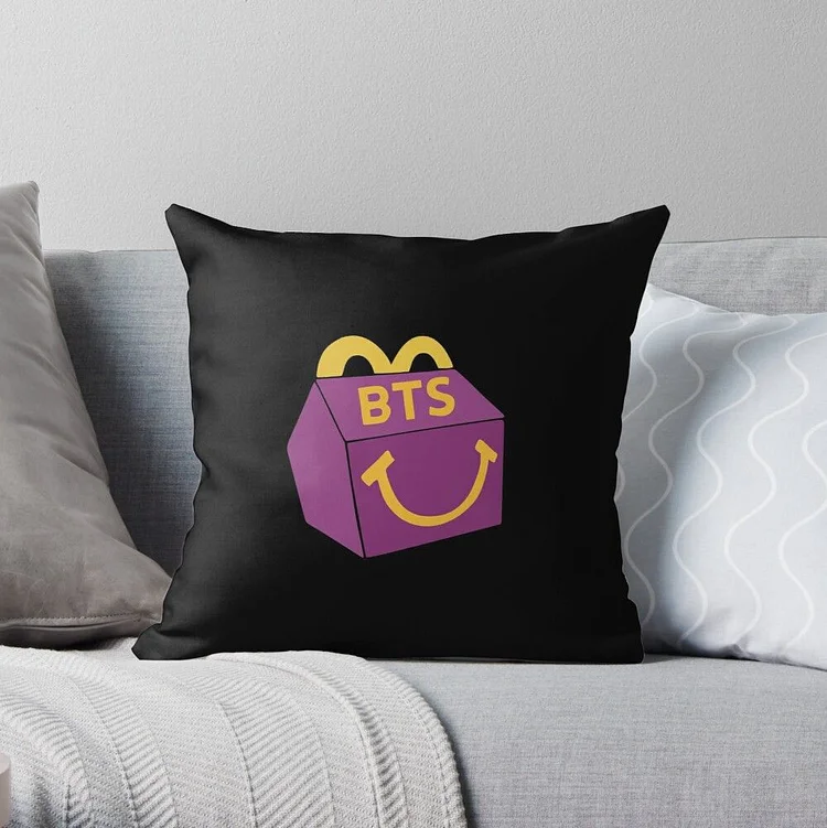 방탄소년단 McDonalds Frenchfries Box Purple Throw Pillow