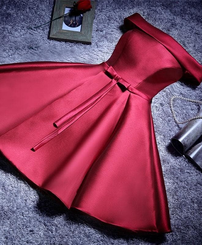 Simple A Line Satin Short Prom Dresses, Evening Dresses