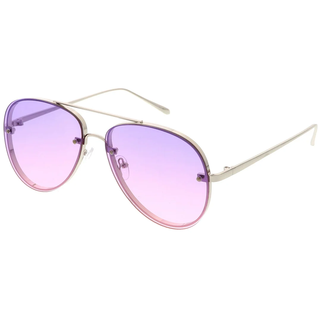 Oversize Rimless Aviator glasses Thick Frame Gradient Flat Lens 60mm