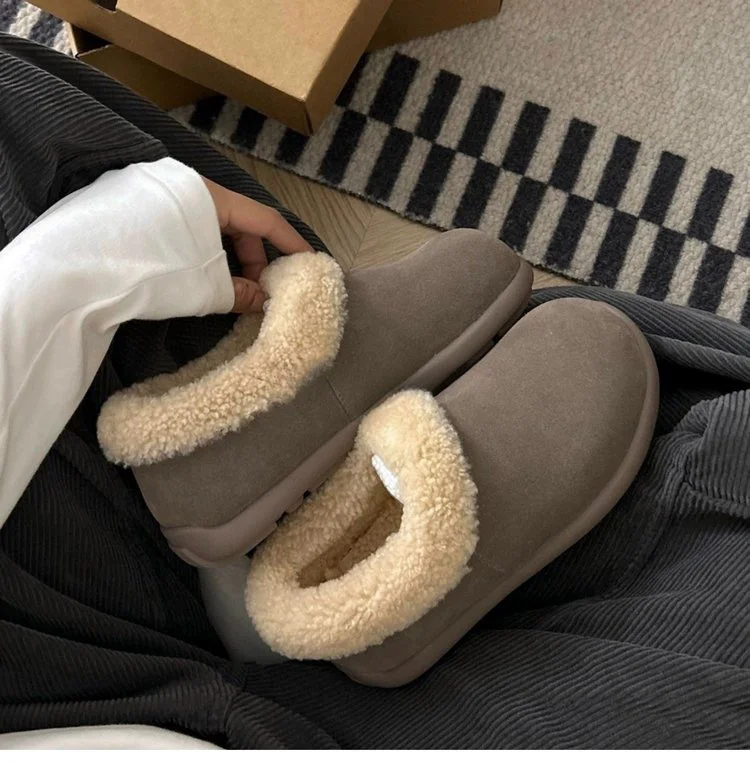 Breakj Breakj Soles Of A Foot Pedal All-Inclusive Birken Shoes Women's Winter 2025 New Plus Velvet Warm Cotton Shoes Small Potatoes Hairy Snow Boots