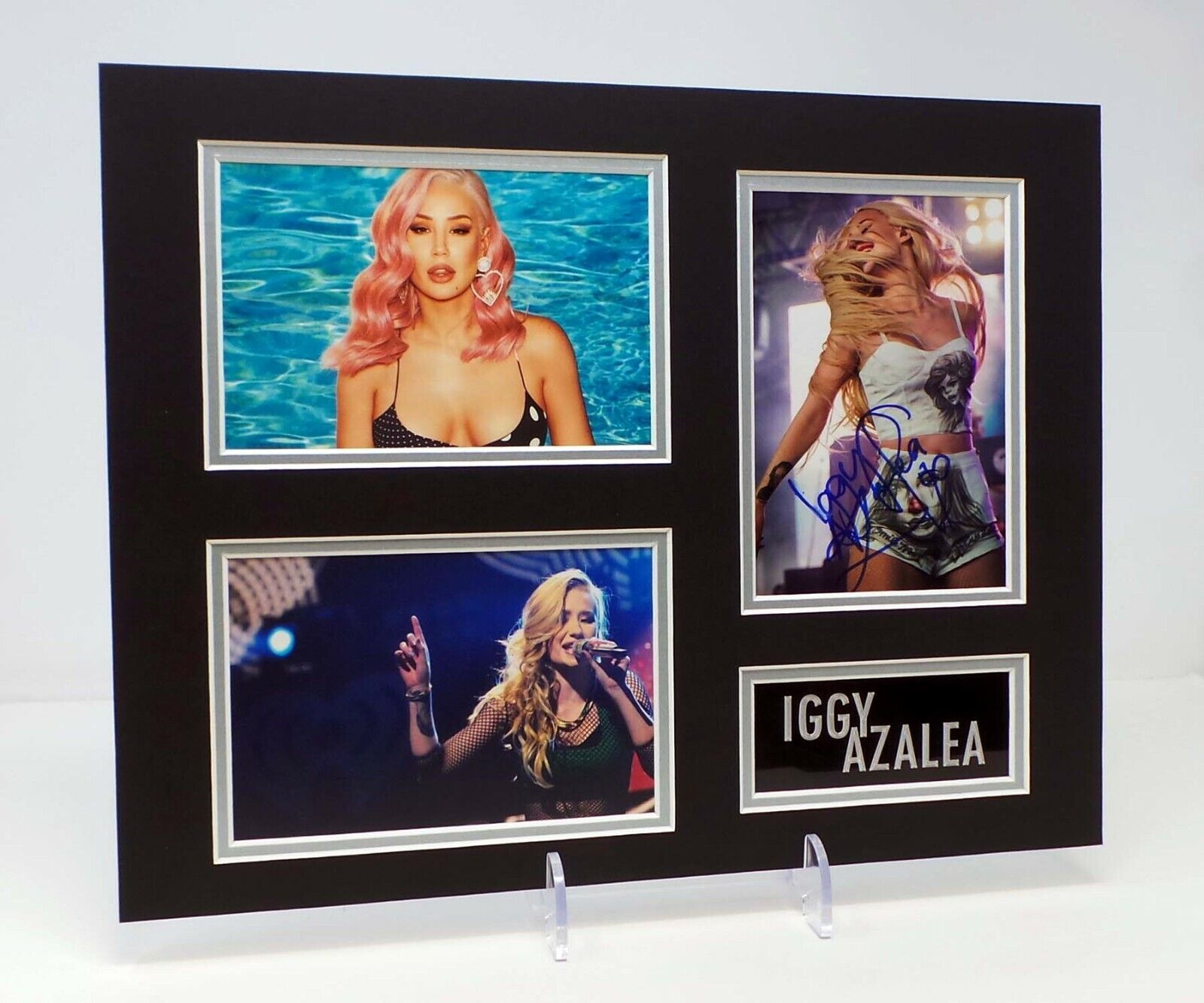 Iggy AZALEA Singer Model SIGNED Glamour Sexy Mounted Photo Poster painting Display E AFTAL COA