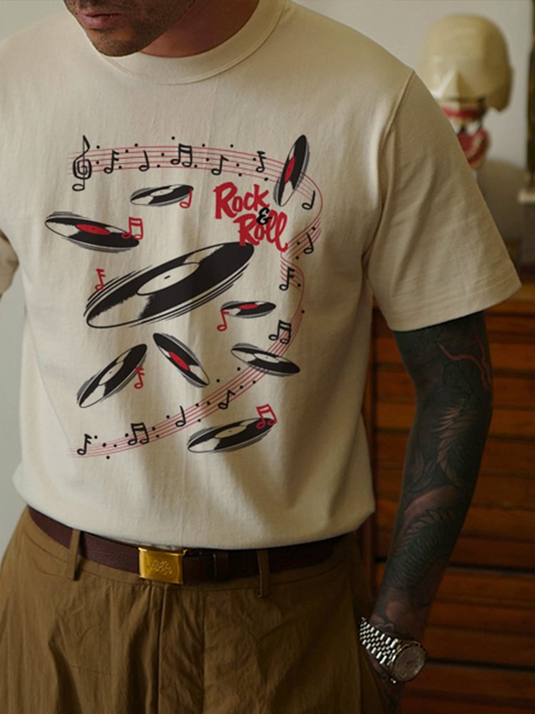 American retro music casual T-shirt