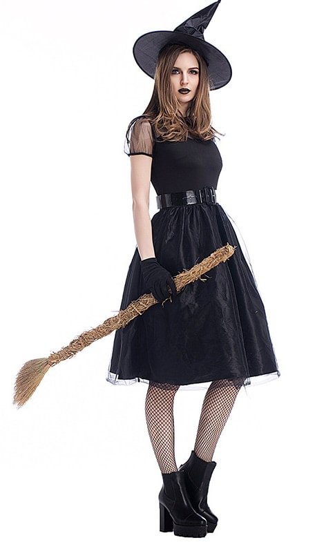 Halloween New Black Yarn Witch Costume Night Ghost Costume Novameme