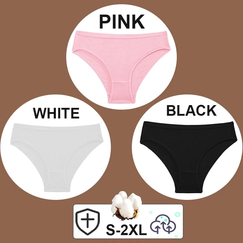 FINETOO 3PCS/Set Women Cotton Pantys Soft Back Love Lace Briefs Mesh Femme Underpants Woman Low-Waist Underwear Lingerie S-2XL