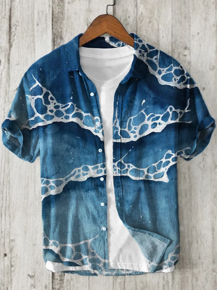 Seaside Waves Gradient Linen Blend Shirt