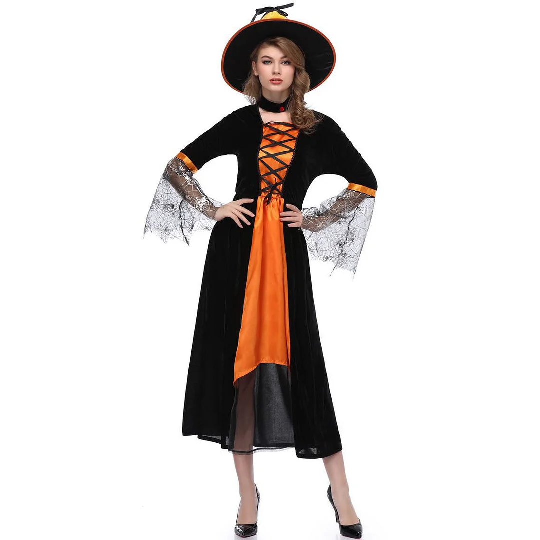Halloween Costume Demon Vampire Witch Dress and Hat Carnival Costume Novameme