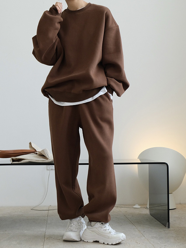 Simple Velvety Loose Solid Colour Hoodie