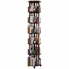 [US Local Warehouse] 6 Tier Bamboo Rotating Bookshelf on Wheels 360 Spinning Book Shelf Tower Round Revolving Bookcase Organizer Rolling Bookshelves for Small Space Corner Bedroom Office