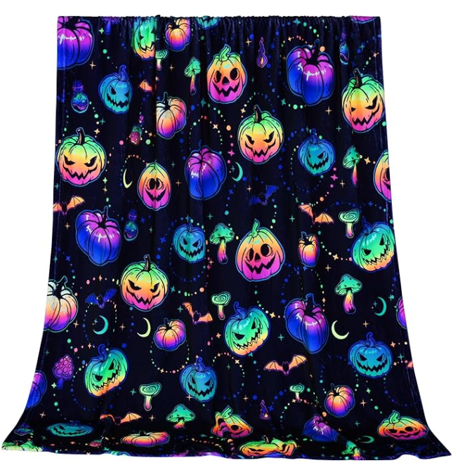 Loveyoufancy Multicolored Halloween Pumpkin Blanket