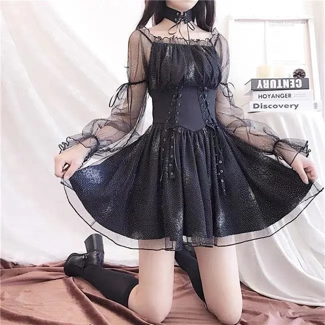 Mesh Casual Style A-line Ruffles Dress SP331