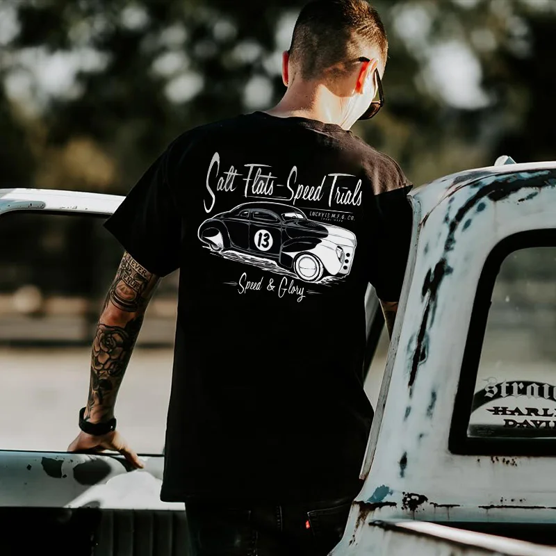 SALT FLATS SPEED TRIALS Race Car Print Men's T-shirt