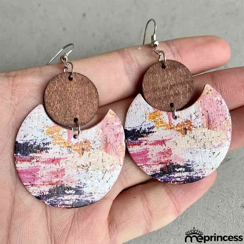 Wood & PU Drop Earrings