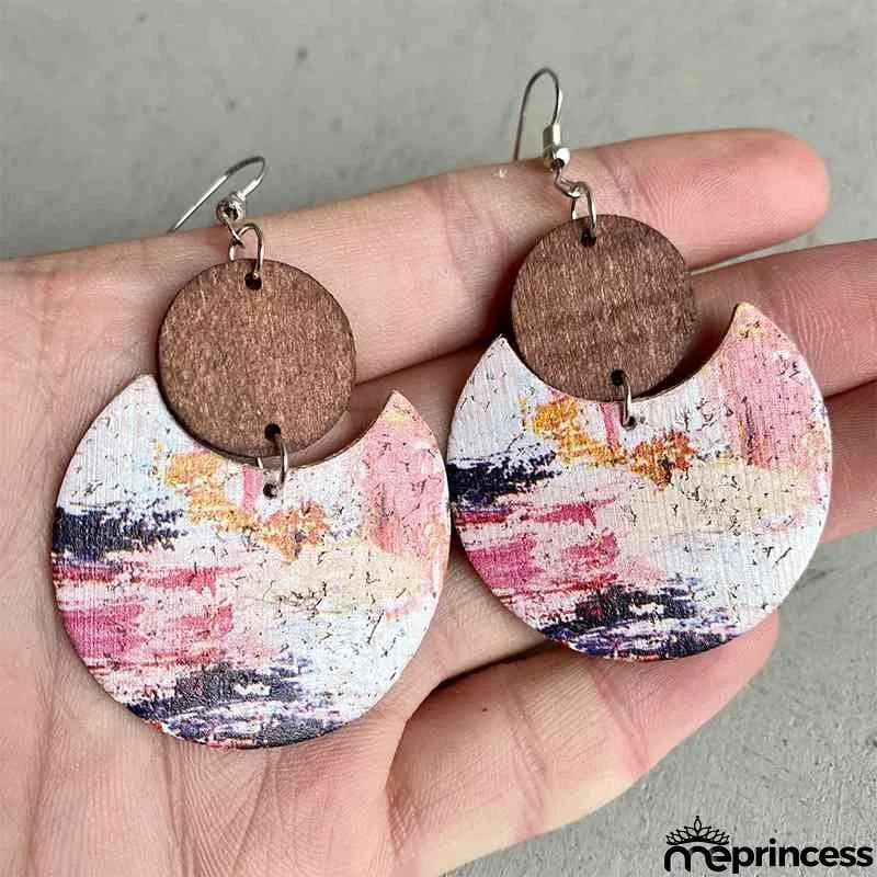 Wood & PU Drop Earrings